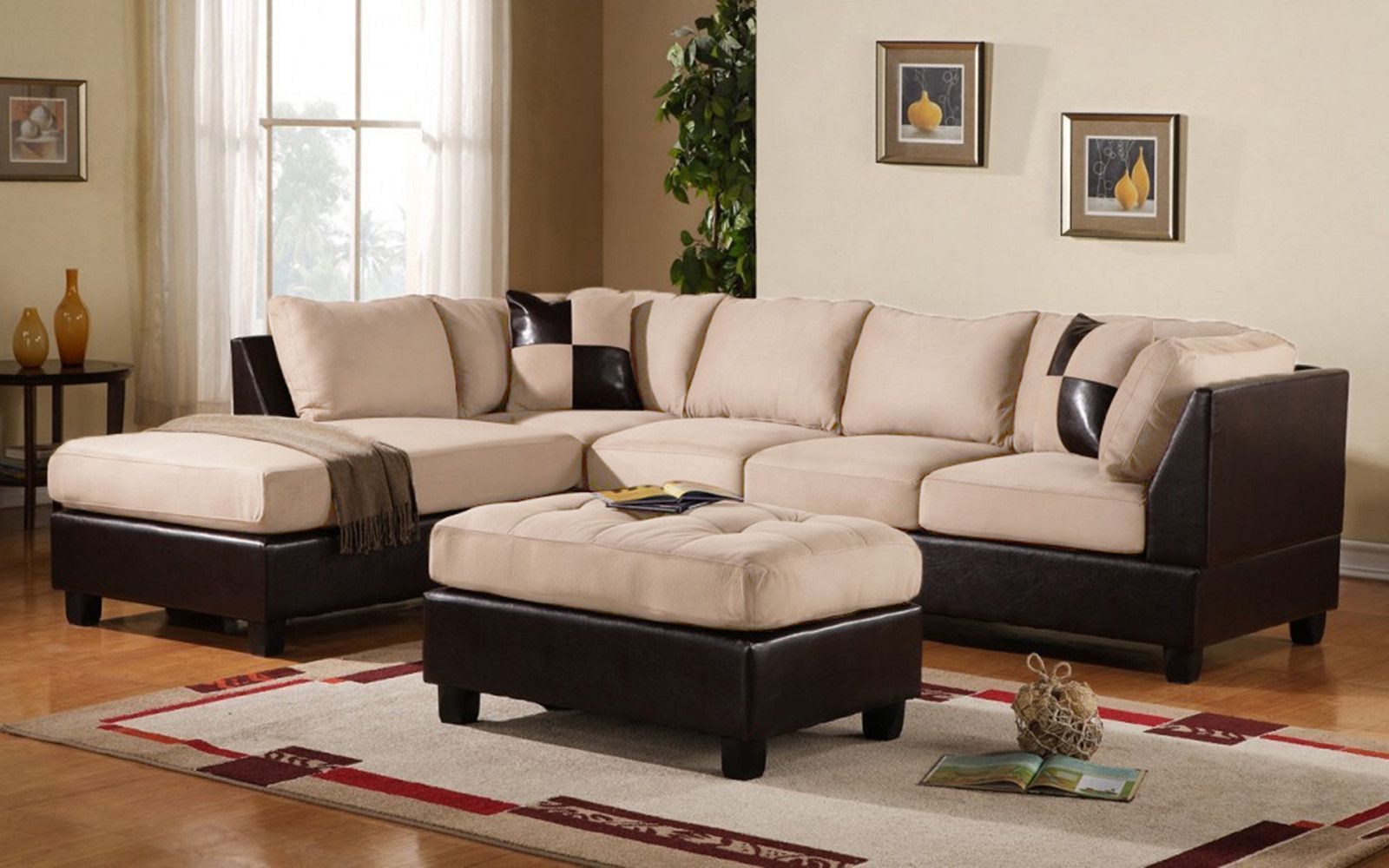 Koko Microfiber Bonded Leather Sectional | Microfiber Inside 3pc Bonded Leather Upholstered Wooden Sectional Sofas Brown (Photo 1 of 15)