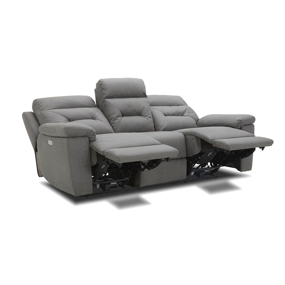 Kuka Justin Grey Fabric Power Reclining 3 Seater Sofa Pertaining To Raven Power Reclining Sofas (View 3 of 15)