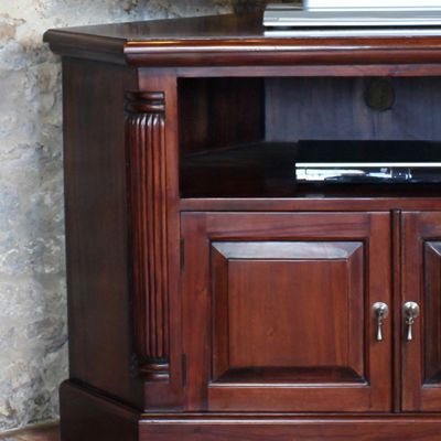 La Roque Solid Mahogany Corner Tv Unit – Robson Furniture Within Best And Newest Exhibit Corner Tv Stands (View 9 of 15)