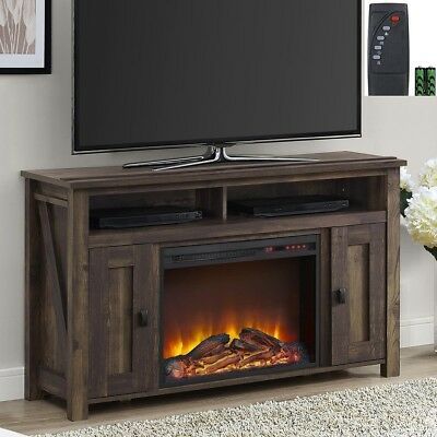 Latest Barn Door Wood Tv Stands In New Rustic Wood 2 Barn Door Electric Fireplace 50" Tv (View 12 of 15)