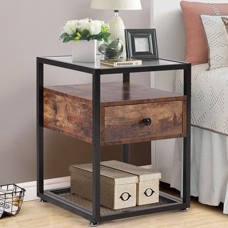 Latest Industrial Tv Stands With Metal Legs Rustic Brown Within Shop Corey 1 Drawer Rustic Brown End Tableinspire Q (View 2 of 15)