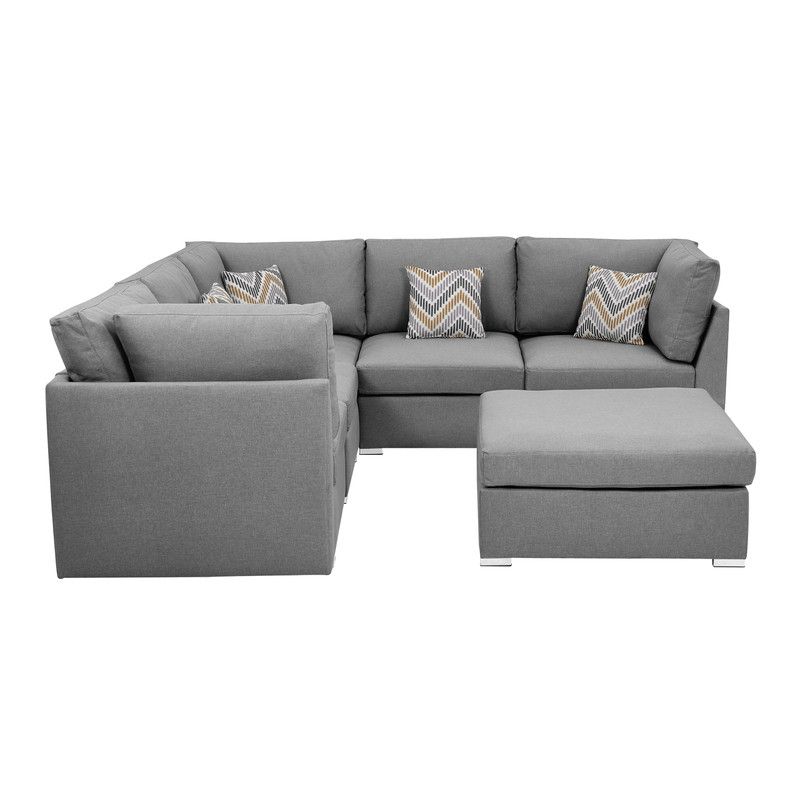 Lilola Home Amira Fabric Reversible Sectional Sofa With Throughout Clifton Reversible Sectional Sofas With Pillows (View 13 of 15)
