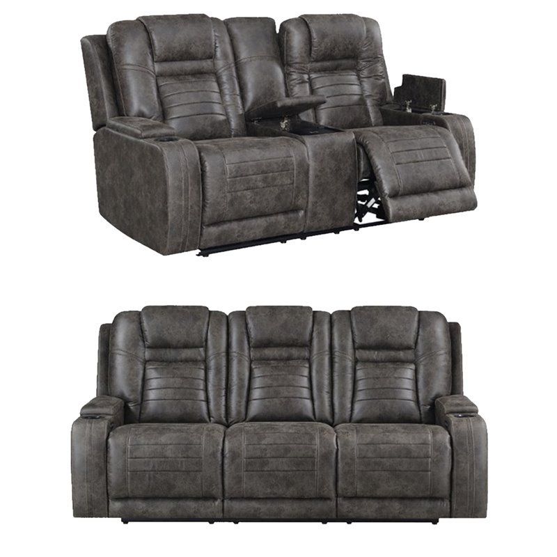 Living Room Sets: Sofa Sets With Couch And Loveseat With 2Pc Maddox Left Arm Facing Sectional Sofas With Cuddler Brown (View 14 of 15)