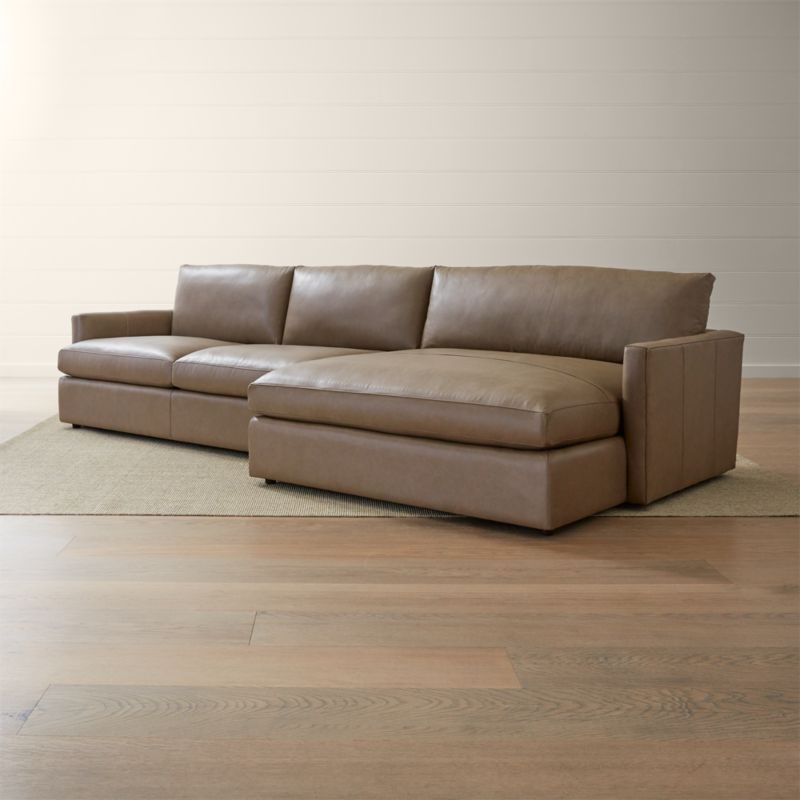 Lounge Ii Petite Leather 2 Piece Right Arm Double Chaise Throughout 2pc Burland Contemporary Chaise Sectional Sofas (Photo 10 of 15)