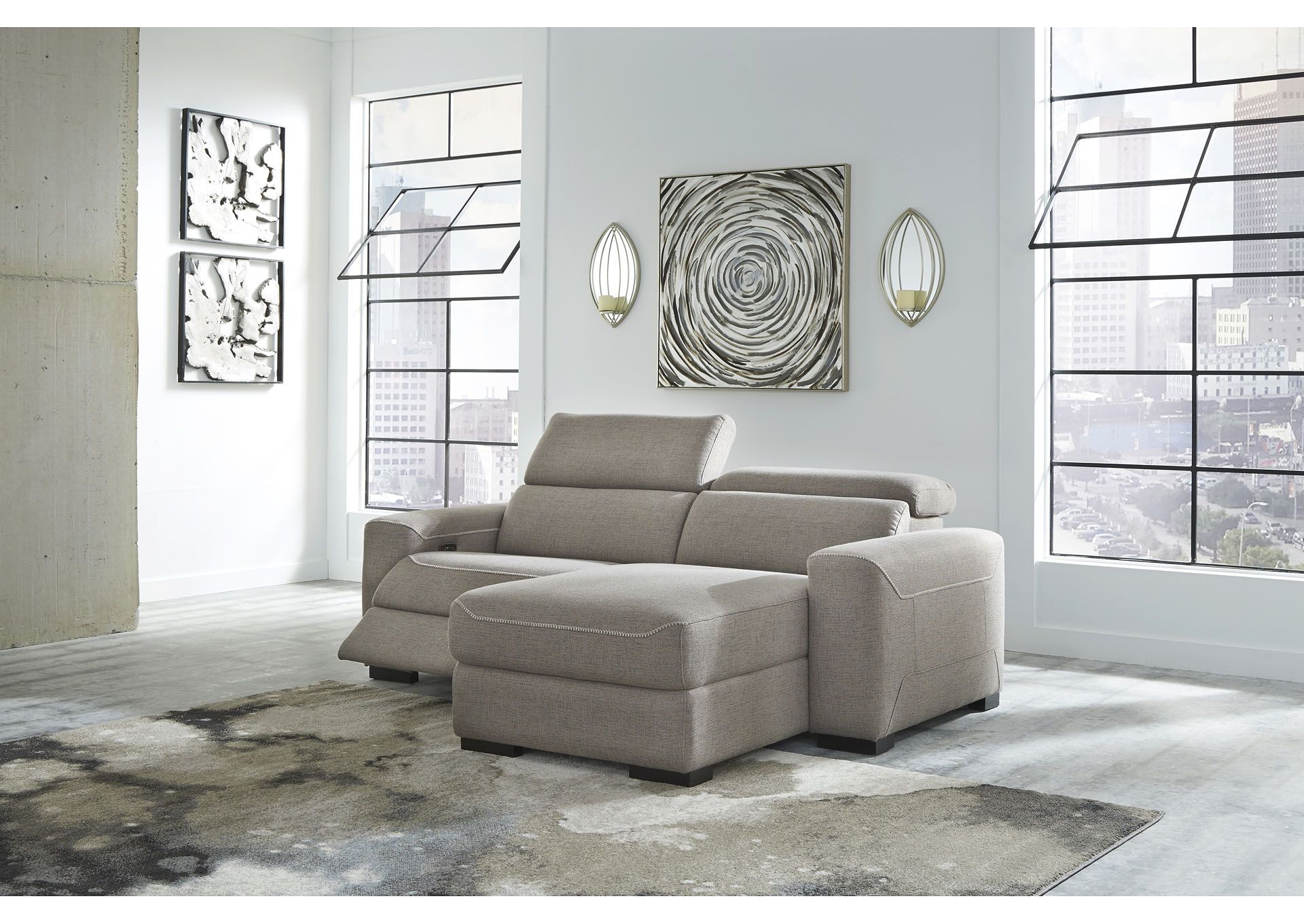 Mabton Gray Right Arm Facing Power Reclining 2 Piece Pertaining To 2Pc Maddox Left Arm Facing Sectional Sofas With Chaise Brown (View 13 of 15)