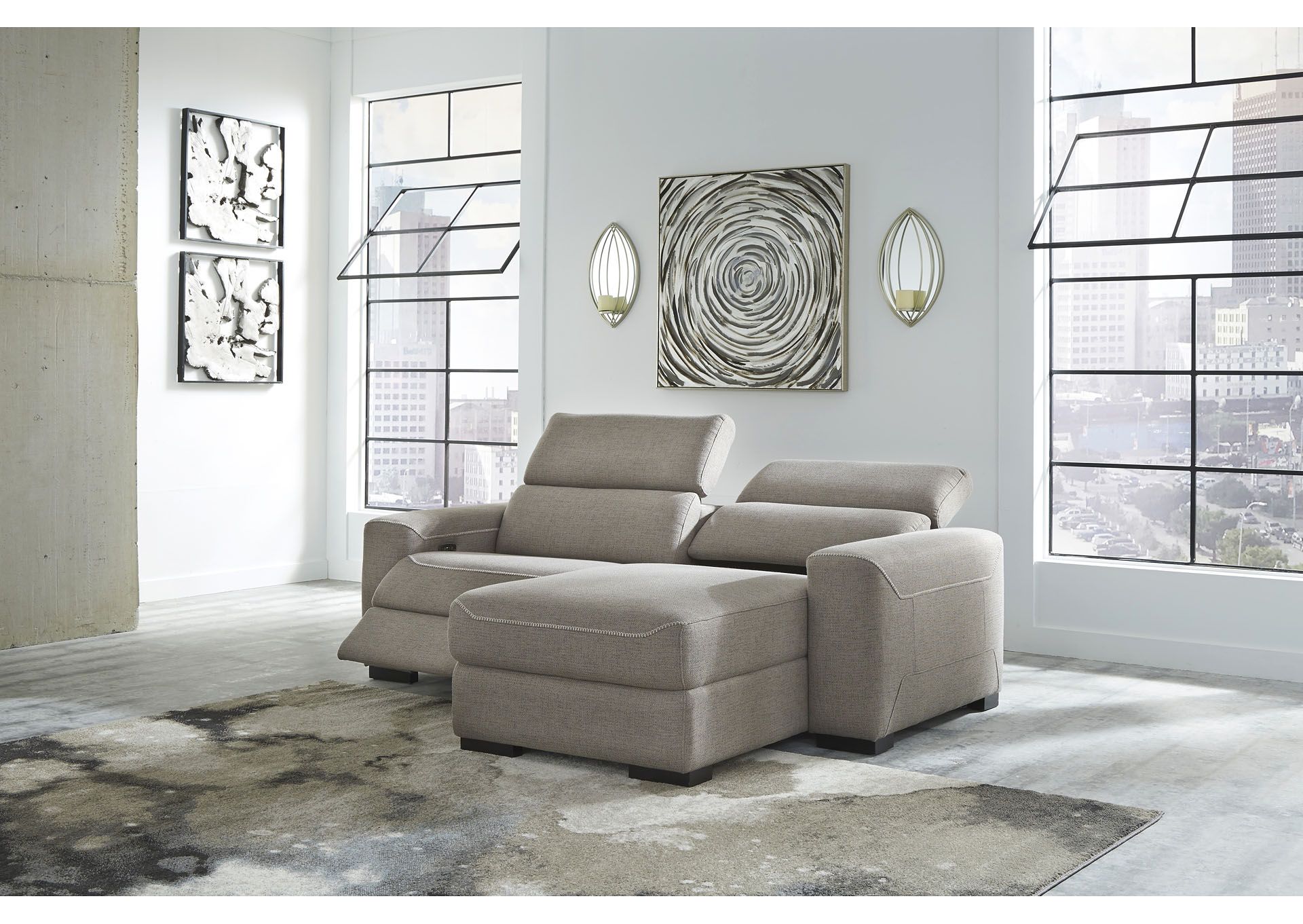 Mabton Gray Right Arm Facing Power Reclining 2 Piece Regarding 2Pc Maddox Right Arm Facing Sectional Sofas With Chaise Brown (View 13 of 15)