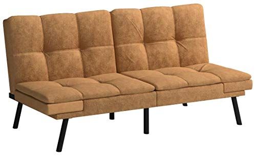 Mainstay* Wooden Frame Memory Foam Split Seat And Back For Celine Sectional Futon Sofas With Storage Camel Faux Leather (Photo 5 of 15)