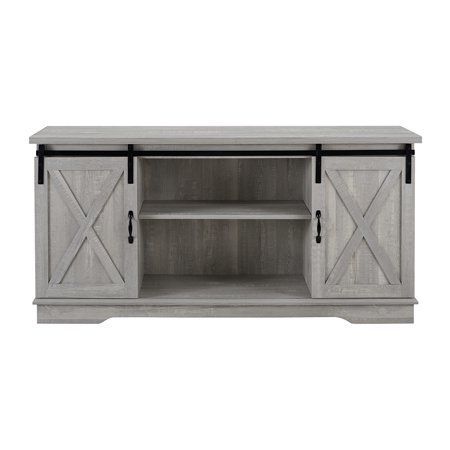 Manor Park Barn Door Tv Stand For Tvs Up To 65", Stone Pertaining To Favorite Jaxpety 58" Farmhouse Sliding Barn Door Tv Stands (View 5 of 15)