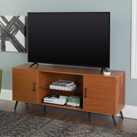 Manor Park Mid Century 2 Door Tv Stand For Tvs Up To 65 In Most Recent Farmhouse Sliding Barn Door Tv Stands For 70 Inch Flat Screen (View 5 of 15)
