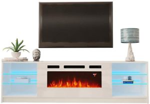 Meble Furniture & Rugs Boston Wh01 Electric Fireplace With Most Current Boston 01 Electric Fireplace Modern 79&quot; Tv Stands (Photo 1 of 15)