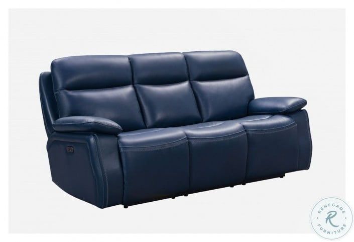 Micah Marco Navy Blue Leather Match Power Reclining Sofa With Regard To Marco Leather Power Reclining Sofas (View 1 of 15)