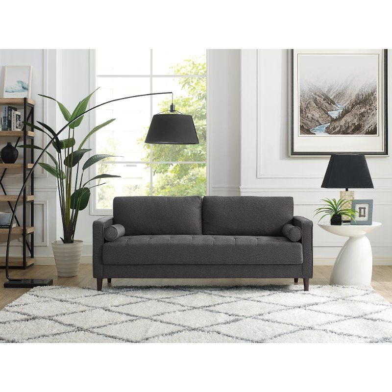 Mid Century Modern Dark Gray Sofa – Lawrence | Rc Willey Within Dove Mid Century Sectional Sofas Dark Blue (View 12 of 15)