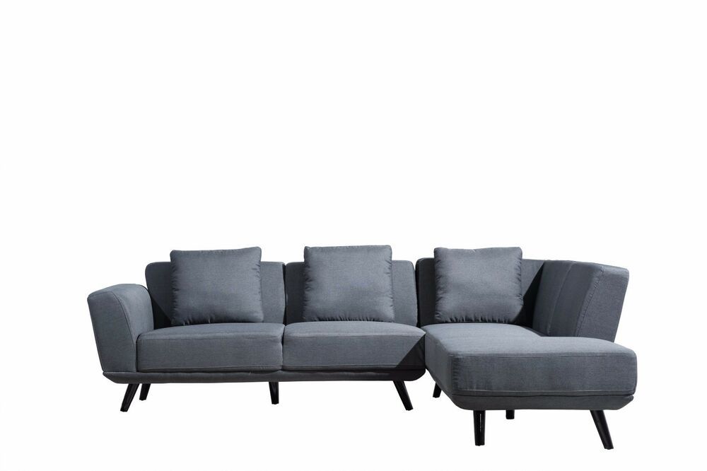 Mid Century Modern Linen Large Sectional Sofa In Dark Grey In Dulce Mid Century Chaise Sofas Light Gray (View 8 of 15)