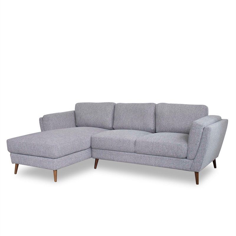 Mid Century Modern Sadie Gray Sectional Sofa (Left Chaise Intended For Dulce Mid Century Chaise Sofas Light Gray (View 6 of 15)