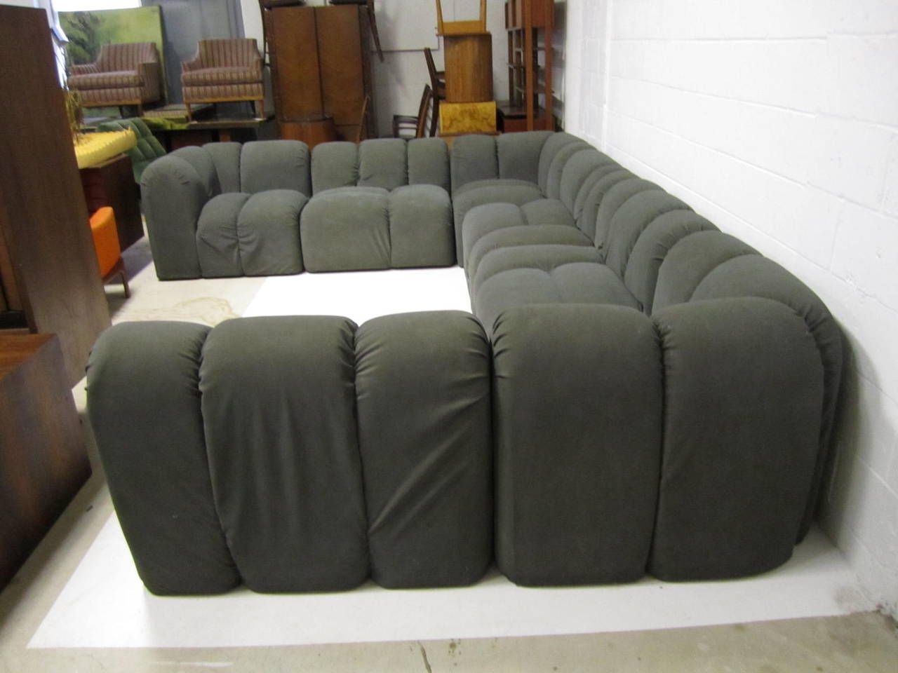 Mid Century Modern Seven Piece Signed Paul Evans Sectional With Paul Modular Sectional Sofas Blue (View 4 of 15)