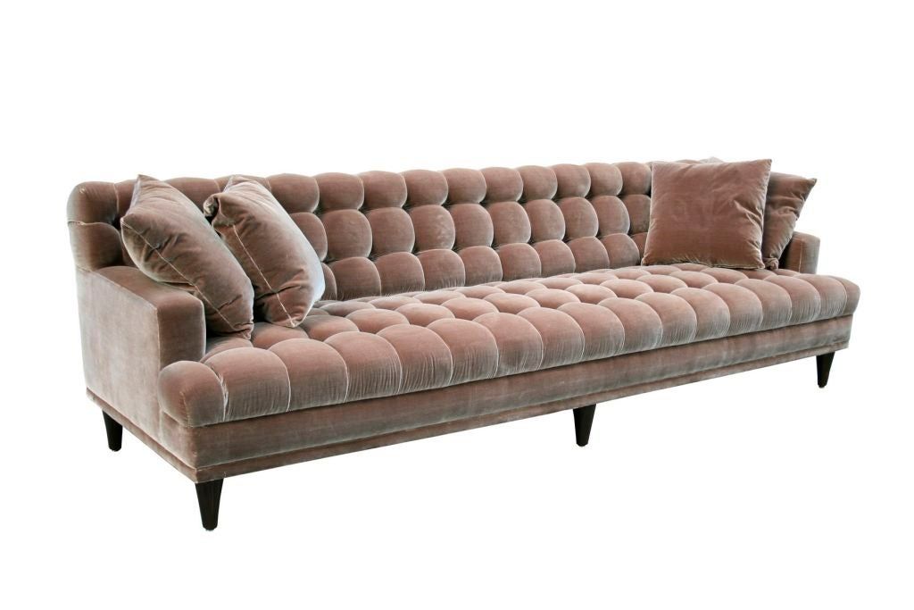 Mid Century Tufted Velvet Sofa At 1Stdibs With Regard To Florence Mid Century Modern Velvet Right Sectional Sofas (View 15 of 15)