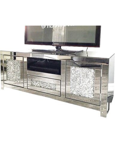 Featured Photo of 2024 Popular Loren Mirrored Wide Tv Unit Stands