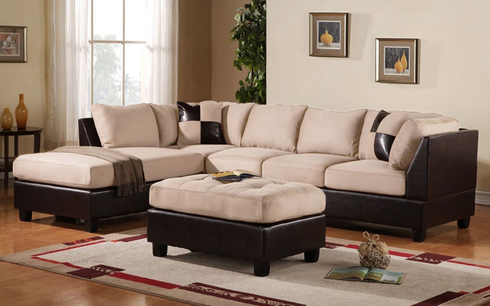 Mobilis 3 Pc Modern Soft Reversible Microfiber And Faux In 3Pc Faux Leather Sectional Sofas Brown (View 10 of 15)