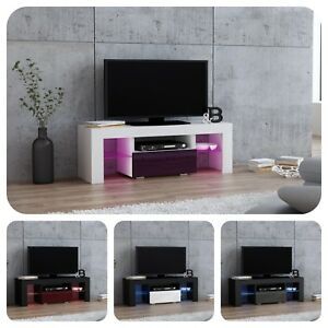 Modern 110cm Tv Unit Cabinet Stand Sideboard – Gloss Door For Popular Carbon Tv Unit Stands (Photo 11 of 15)