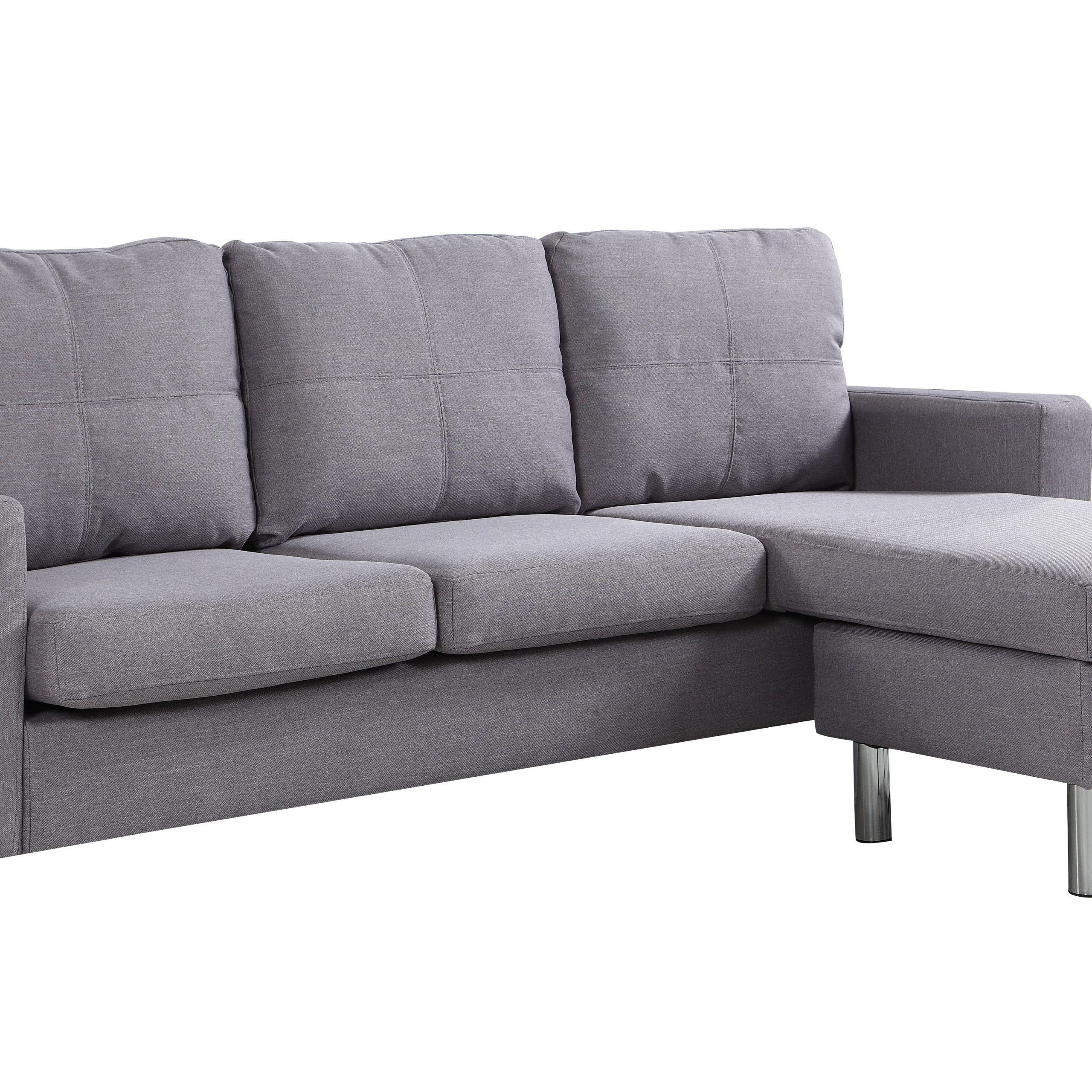 Modern Living Reversible Fabric Sectional Sofa, Light Grey Regarding 2pc Crowningshield Contemporary Chaise Sofas Light Gray (View 4 of 15)