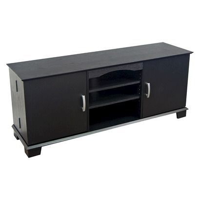 Modern Media Storage Door Tv Stand For Tvs Up To 65" Black With Regard To Best And Newest Horizontal Or Vertical Storage Shelf Tv Stands (View 14 of 15)