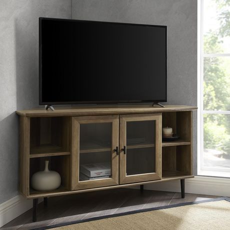 Modern Simple Glass Door Corner Tv Console For Tv'S Up To Intended For Famous Glass Shelves Tv Stands For Tvs Up To 50&quot; (View 15 of 15)