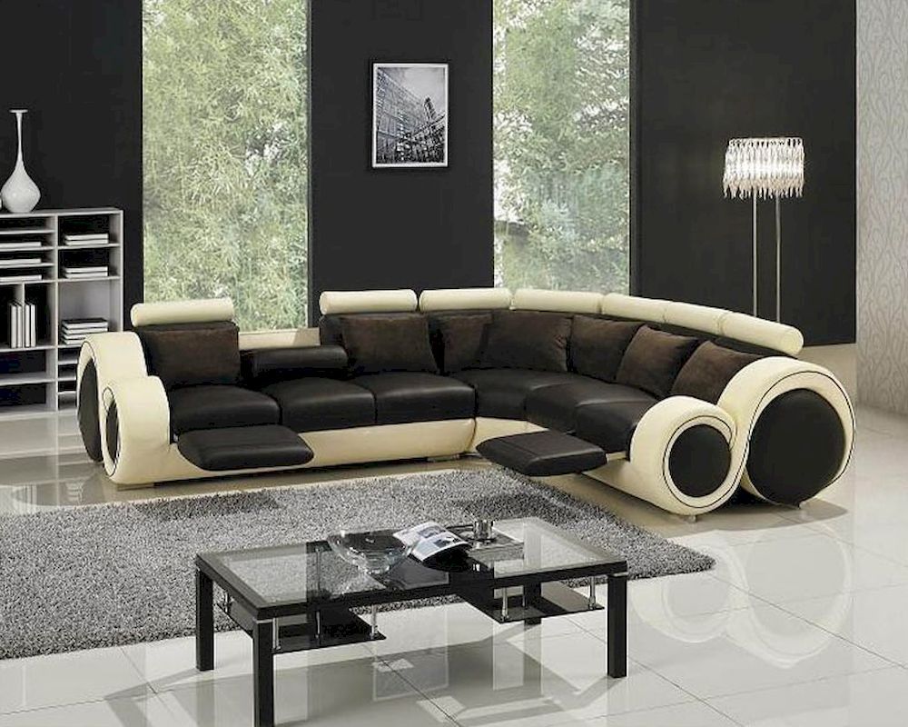 Modern Two Tone Leather Sectional Sofa Set With Recliners Inside 3Pc Ledgemere Modern Sectional Sofas (View 6 of 15)