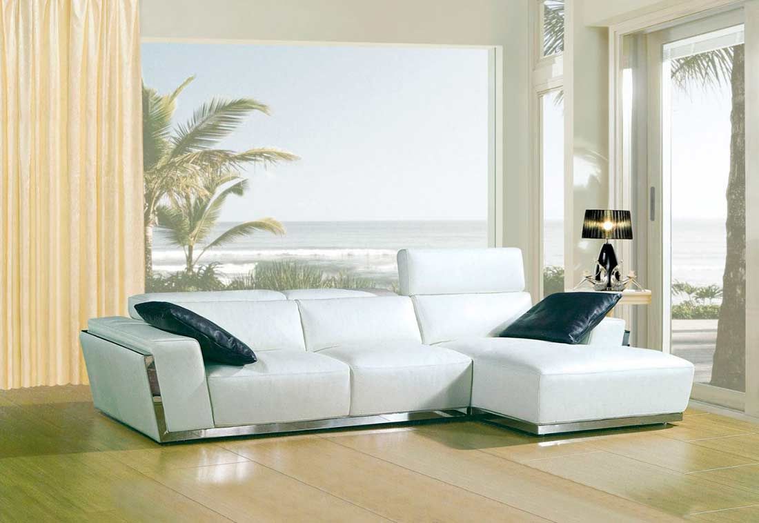 Modern White Bonded Leather Sofa Vg010C | Leather Sectionals Throughout Sectional Sofas In White (View 8 of 15)