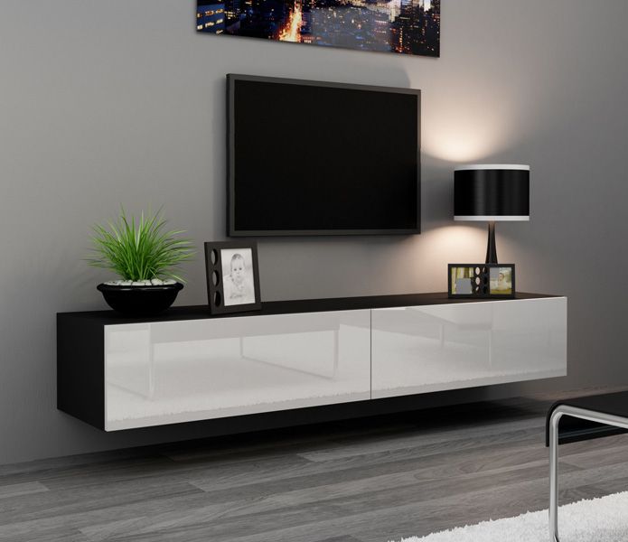 Most Current Modern Black Tabletop Tv Stands Regarding Seattle 24 – Modern Tv Wall Unit / Tall Tv Stands For Flat (View 3 of 15)