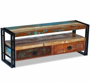 Most Popular Chromium Extra Wide Tv Unit Stands Within Industrial Tv Stand Reclaimed Rustic Furniture Metal Media (View 11 of 15)