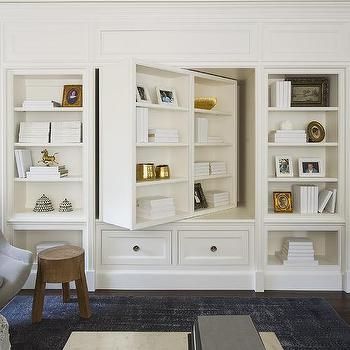 Most Popular Diy Convertible Tv Stands And Bookcase Intended For Pivoting Bookcase And Tv Cabinet, Transitional, Living (Photo 13 of 15)