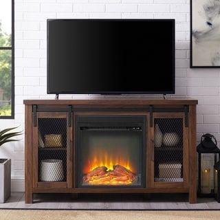 Most Popular Farmhouse Sliding Barn Door Tv Stands For 70 Inch Flat Screen With Regard To Shop The Gray Barn Firebranch 58 Inch White Fireplace Tv (Photo 9 of 15)