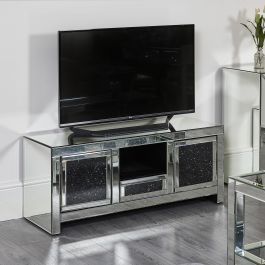 Most Popular Tv Stands Fwith Tv Mount Silver/Black Inside Black Diamond Crush Tv Stand / Media Centre Abreo Home (View 1 of 15)