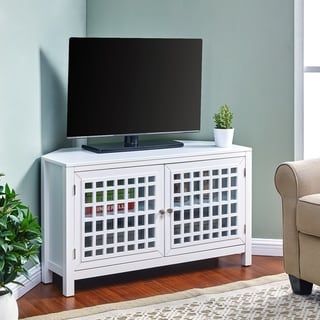 Most Recent Grooved Door Corner Tv Stands Within Shop White 46 Inch Corner Tv Stand & Media Console (View 9 of 15)