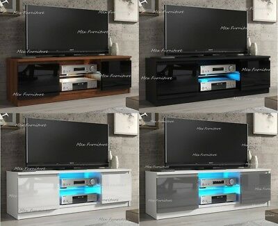 Most Recent Tv Stands Cabinet Media Console Shelves 2 Drawers With Led Light For High Tv Stand  (View 7 of 15)