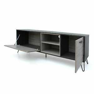 Most Recently Released Milano 200 Wall Mounted Floating Led 79" Tv Stands Within Isadora Mid Century Modern Faux Wood Tv Stand (View 14 of 15)