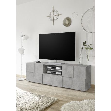Most Recently Released Milano White Tv Stands With Led Lights Inside Diana 181cm Concrete Imitation Tv Unit With Led Lights (View 4 of 15)