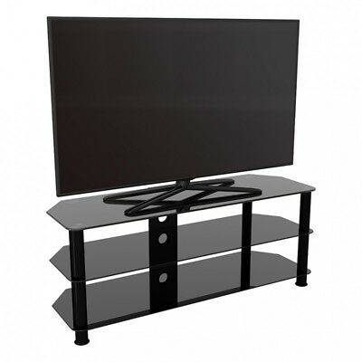 Most Up To Date Corner Tv Stands For Tvs Up To 43&quot; Black Regarding Tv Stand Modern Black Glass Unit Up To 60" Inch Hd Lcd Led (View 11 of 15)