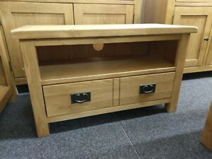 Most Up To Date Edgeware Small Tv Stands Within Baysdale Rustic Oak 2 Drawer Tv Unit / Small Media Stand (View 3 of 14)