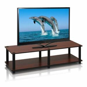 Most Up To Date Tier Entertainment Tv Stands In Black Throughout Dark Cherry Finish Wooden 2 Tier Tv Stand Media Storage (View 9 of 15)