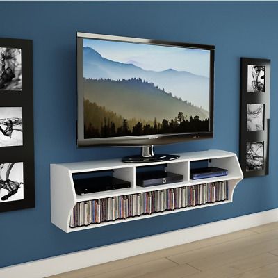 Most Up To Date White Tv Stands For Flat Screens Inside Flat Screen Tv Stand Modern White Floating Wall Mounted (View 7 of 15)