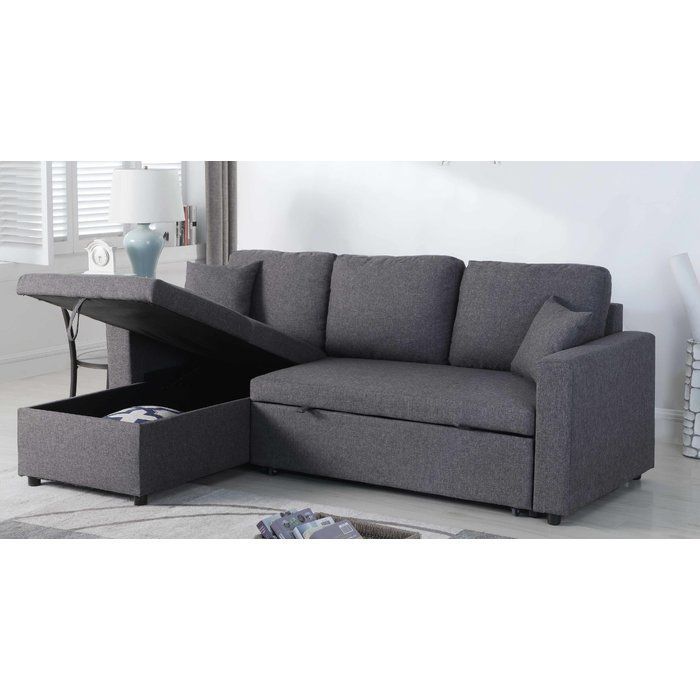 Mullaney Reversible Storage Pull Out Bed Sleeper Sectional With Hugo Chenille Upholstered Storage Sectional Futon Sofas (View 3 of 15)