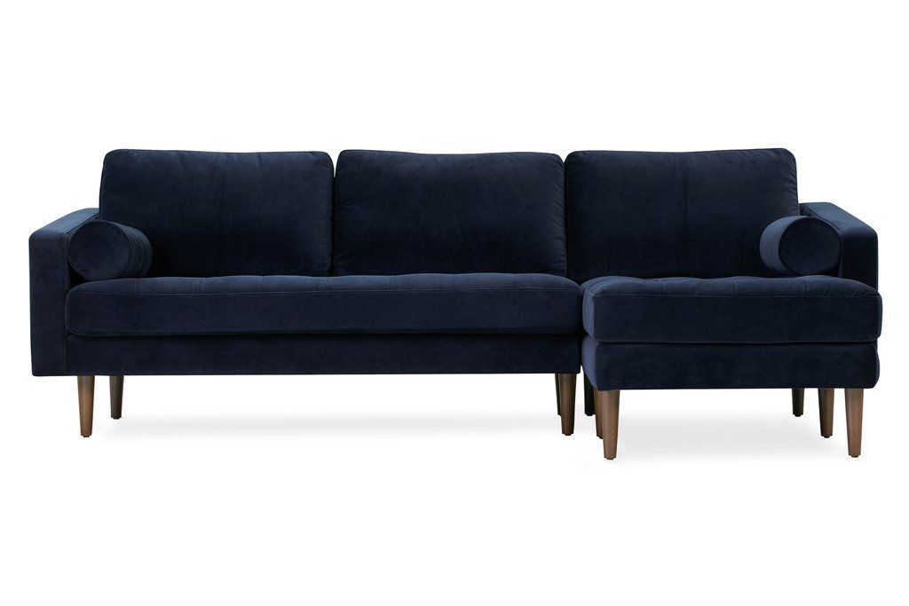 Napa Velvet Right Facing Sectional Sofa | Sectional Sofa With Somerset Velvet Mid Century Modern Right Sectional Sofas (View 6 of 15)