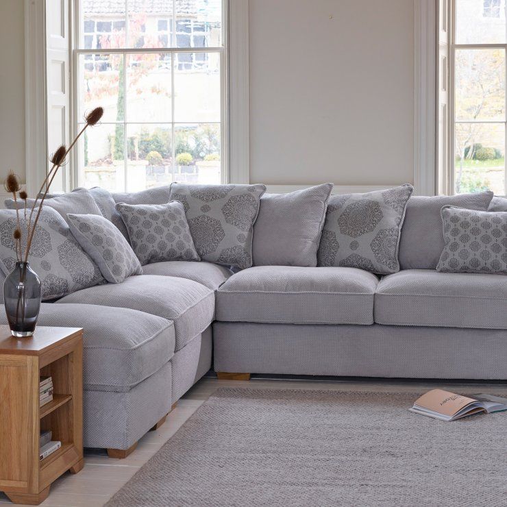 Nebraska Right Corner Sofa With Pillow Back In Silver For Lyvia Pillowback Sofa Sectional Sofas (View 5 of 15)