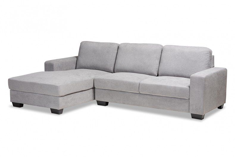 Nevin Modern And Contemporary Light Grey Fabric Inside 2pc Crowningshield Contemporary Chaise Sofas Light Gray (View 9 of 15)