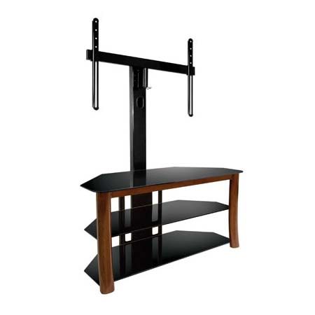 Newest Rfiver Modern Black Floor Tv Stands With Regard To Bello Triple Play Universal Flat Panel Tv Stand With (View 10 of 15)