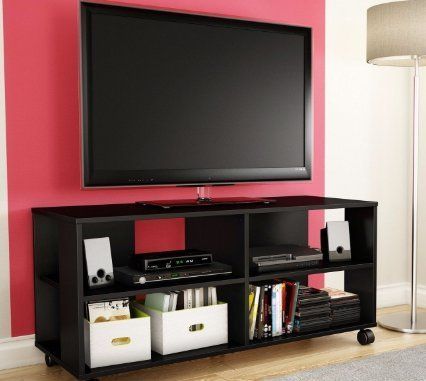 Newest Richmond Tv Unit Stands Throughout Skb Family Black Tv Stand Storage Cart In Black Finish (View 5 of 15)