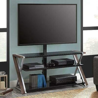 Newest Whalen Xavier 3 In 1 Tv Stands With 3 Display Options For Flat Screens, Black With Silver Accents Pertaining To Whalen Xavier 3 In 1 Tv Stand For Tvs Up To 70", With 3 (Photo 3 of 15)