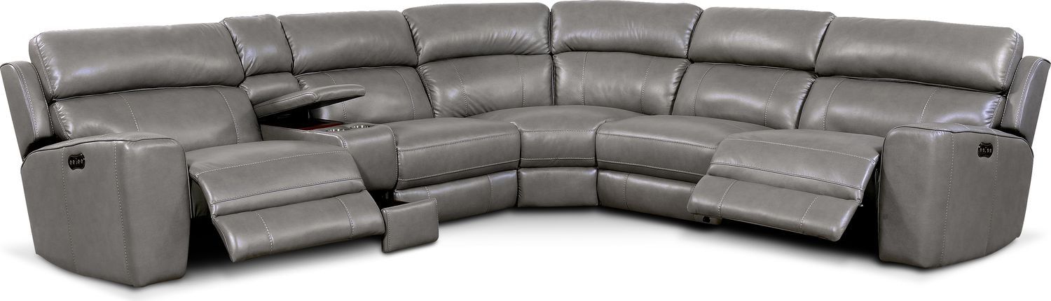 Newport 6 Piece Power Reclining Sectional With 2 Reclining Throughout Forte Gray Power Reclining Sofas (View 1 of 15)