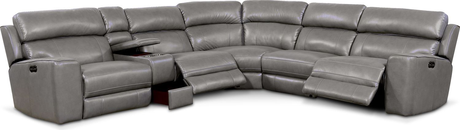 Newport 6 Piece Power Reclining Sectional With 3 Reclining With Forte Gray Power Reclining Sofas (View 3 of 15)
